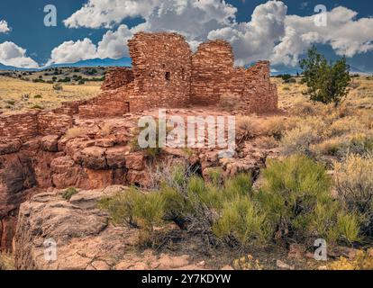 800 Jahre alte Box Canyon Ruinen, Wupatki National Monument, Arizona Stockfoto