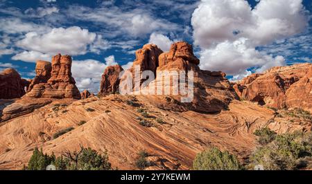 Exponierte Sandsteinschichten - Arches National Park - Utah Stockfoto