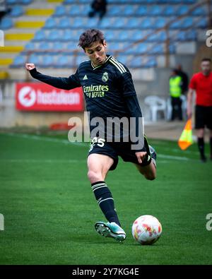 Leon, Spanien. Mai 2024. 1 RFEF. Kulturelles Leonesa vs Real Madrid Castilla. Stadion Reino de Leon. Rafa Obrador Stockfoto