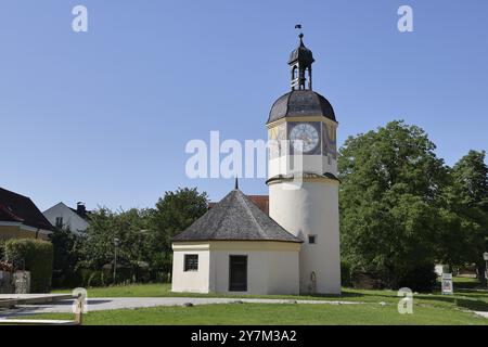 Glockenturm im sechsten Innenhof von Burghausen, dem längsten Schloss Europas, Burghausen, Bayern, Deutschland, Europa Stockfoto