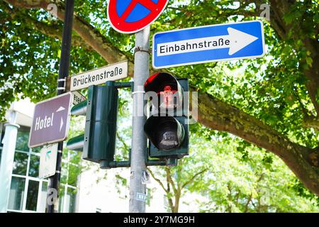 Trier, Deutschland - 26. Juni 2024; Karl Marx Ampel in seiner Heimatstadt Trier in Deutschland Stockfoto