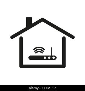 Smart Home Wi-Fi-Symbol. Symbol für den Wireless-Router. Vektor des vernetzten Hauses. Grafik zur Internettechnologie. Stock Vektor