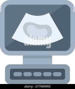 Ultraschallgerät, das einen Fetus während einer Schwangerschaftsuntersuchung anzeigt und die Überwachung der pränatalen Versorgung und der fetalen Entwicklung darstellt Stock Vektor