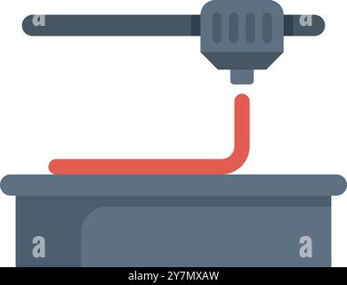 Der 3D-Drucker extrudiert erhitzte Kunststofffäden und erzeugt ein dreidimensionales Objekt Stock Vektor
