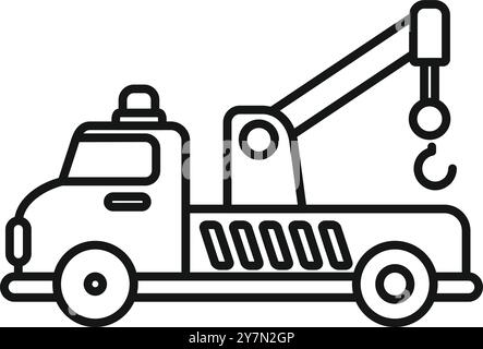 Heben des Abschleppwagens mit hydraulischem Kransystem Icon Line Art Vektor Illustration Stock Vektor