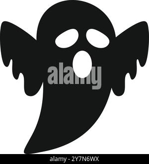 Minimalistische Vektor-Illustration eines Geistes, der schreiend und schwebend mit offenem Mund ist, ideal für halloween-Projekte Stock Vektor