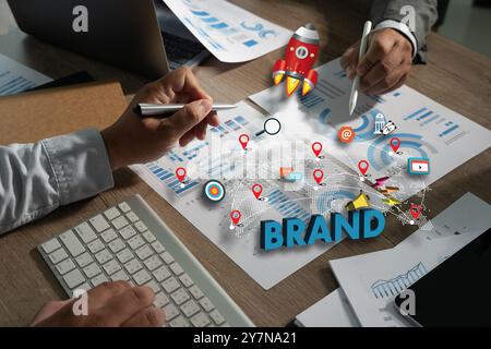 Branding Konzept Business Designer Ideenentwicklung Branding Marketing und Werbung Mediennetzwerk Stockfoto
