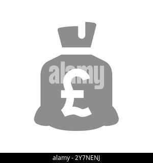 Geldbeutel mit Pfund-Symbol. Britisches Pfund-Sack-Vektor-Symbol. Stock Vektor