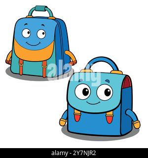Schultaschen Cartoon Charakter Vektor Illustration Stock Vektor