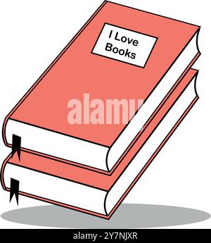 Bücher Illustration, Buchliebhaber, Liebesbücher Stock Vektor