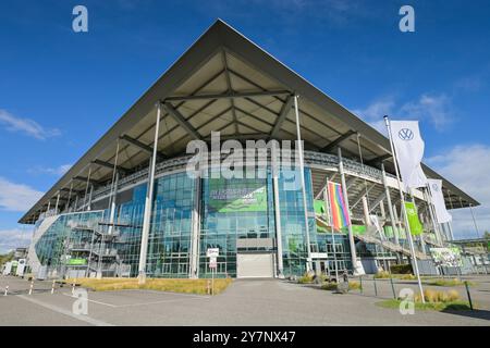 Fussballstadion Volkswagen Arena des VfL Wolfsburg, Wolfsburg, Niedersachsen, Deutschland *** Fußballstadion Volkswagen Arena des VfL Wolfsburg, Wolfsburg, Niedersachsen, Deutschland Stockfoto