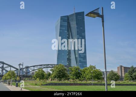 Europäische Zentralbank EZB, Hauptgebäude, Hauptsitz, Sonnemannstraße, Ostende, Frankfurt am Main, Hessen, Deutschland, Europäische Zentralbank EZB, Haup Stockfoto