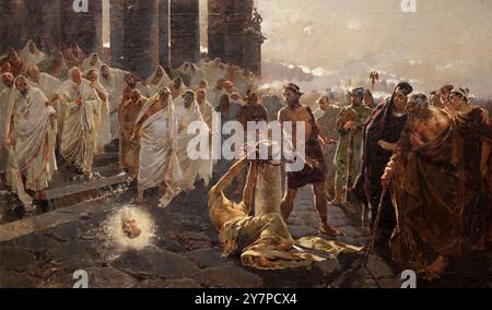 Modello der Enthauptung des Heiligen Paulus (1887) des spanischen Malers Enrique simonet y Lombardo (1866–1927). Boceto de la Decapitación de San Pablo. Stockfoto