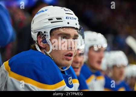 Jack Quinn, Buffalo Sabres 22 im Freundschaftsspiel der Global Series Challenge EHC RB MUENCHEN - BUFFALO SABRES 0-5 im SAP Garden in München, 27. September 2024. Saison 2024/2025, Spieltag x, Fotograf: Peter Schatz Stockfoto