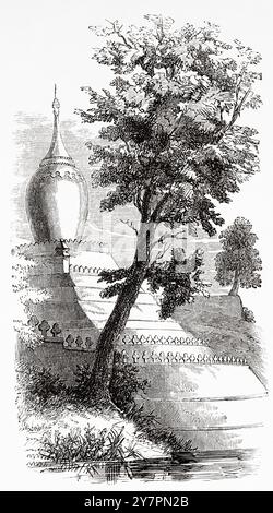 Pagode in Pagan, Birma, Myanmar. Südostasien. Reisen Sie in das Königreich Ava, 1855 von Colonel Sir Henry Yule (1820-1889) Le Tour du Monde 1860 Stockfoto