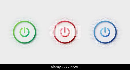 Set aus farbenfrohen, modernen Tasten mit Schatten und Verläufen. Vektorabbildung. Stock Vektor