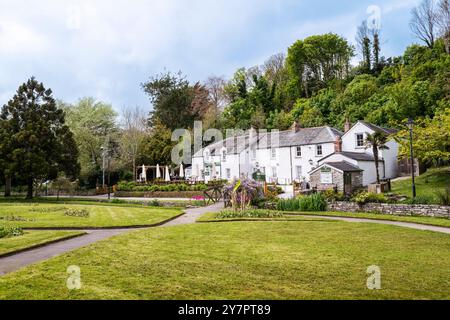 Das Newquay Heritage Museum beherbergt Hütten in den historischen preisgekrönten subtropischen Trenance Gardens in Newquay in Cornwall, Großbritannien. Stockfoto