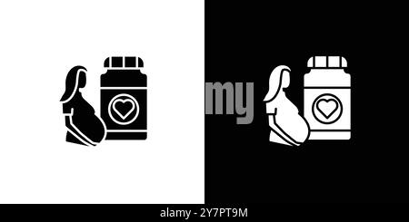 Ergänzungen für schwangere Frauen Icon flache dünne Linie Vektor Illustration Art Outline Set Stock Vektor