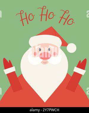 Frohe Feiertage 2024 Grußkarten Sammlung. Niedliche und lustige flache Weihnachts-Cartoon Weihnachtsmann-Postkarte mit warmen Wünschen. Ho Ho Ho Stock Vektor