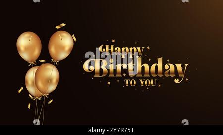 Happy Birthday to You Goldener und silberner Text mit moderner Schrift in Vektorillustration. Dieses Konzept für Dankeskarte, Banner oder Werbung. Stock Vektor