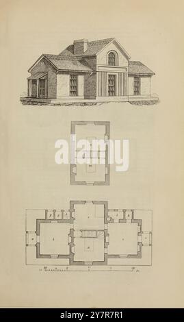 Bauernhäuser aus dem 19. Jahrhundert in verschiedenen Stilen für Arbeiter und Bauern. London. 1842 Eine Hütte mit fünf Zimmern und verschiedenen Annehmlichkeiten Stockfoto