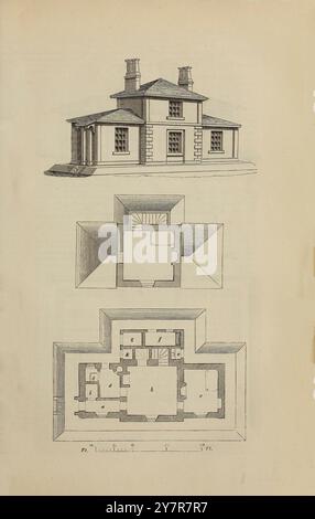 Bauernhäuser aus dem 19. Jahrhundert in verschiedenen Stilen für Arbeiter und Bauern. London. 1842 Eine Wohnung mit drei Zimmern, mit anderen Annehmlichkeiten Stockfoto