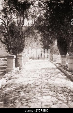 Vintage-Foto von Jerusalem (El-Kouds), Annäherung an die Stadt. Nähern Sie sich dem Haus des Kaiphas. Palästina. Osmanisches Reich. 1900-1917 Stockfoto