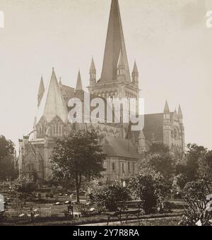 Vintage-Foto der prächtigen Kathedrale in Trondhjem (Nidaros-Kathedrale), Norwegen. 1907 Stockfoto