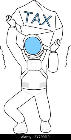 Astronaut leidet unter Steuererhöhungen, Vektor-Illustration Stock Vektor