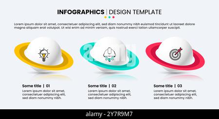 Infografik-Vorlage mit Symbolen und 3 Optionen oder Schritten. Kann für Workflow-Layout, Diagramm, Banner, webdesign verwendet werden. Vektorgrafik Stock Vektor