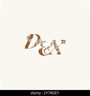 Initial Wedding DX Organic and Nature Concept Beauty bold Monogramm Blatt Logo Letter Stock Vektor