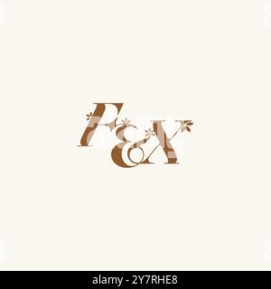 Initial Wedding FX Organic and Nature Concept Beauty bold Monogramm Blatt Logo Letter Stock Vektor