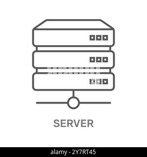 Symbol eines Server-Stacks, der Datenspeicher oder Netzwerk darstellt, mit dem Wort Server darunter. Stock Vektor