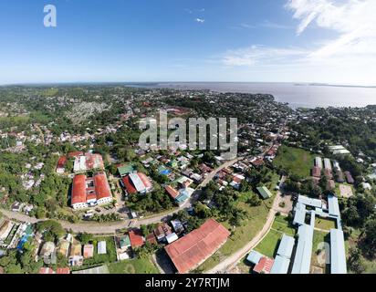 Bluefields Stadt an der Karibikküste Nicaraguas aus der Vogelperspektive Stockfoto