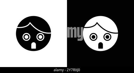 Shocked Girl Icon Vektorlinie Logozeichen oder Symbol Set Kollektion Outline Style Stock Vektor