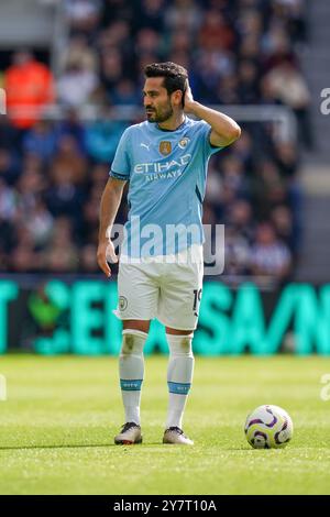 Newcastle, Großbritannien. September 2024. Manchester City Mittelfeldspieler Ilkay Gundogan (19) während des Spiels Newcastle United FC gegen Manchester City FC English Premier League in St. James' Park, Newcastle, England, Vereinigtes Königreich am 28. September 2024 Credit: Every Second Media/Alamy Live News Stockfoto