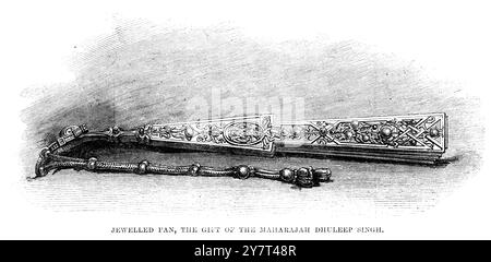 Ein Juwelenfan, das Hochzeitsgeschenk von Maharajah Dhuleep Singh an Prinzessin Alice, Königin Victoria, als sie Ludwig IV., Großherzog von Hessen, heiratete. Juli 1862 Stockfoto