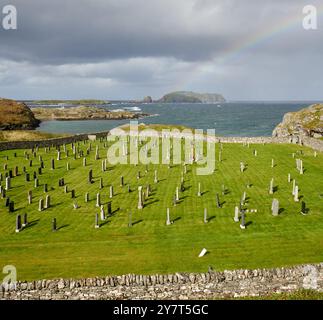 Friedhof in Bhostadh auf Great Bernera, Isle of Lewis in den Äußeren Hebriden, Schottland. Stockfoto