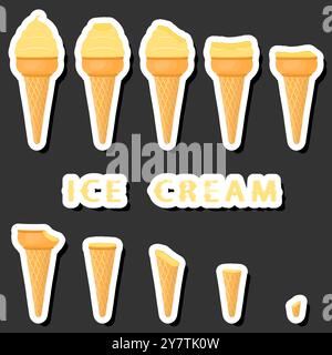 Großes buntes Set verschiedene Formen natürliches Desserteis bestehend aus verschiedenen Zutaten, Design Eis verschiedene Formen von Menü Bio Nutriti Stock Vektor