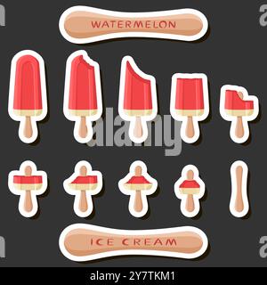 Großes buntes Set verschiedene Formen natürliches Desserteis bestehend aus verschiedenen Zutaten, Design Eis verschiedene Formen von Menü Bio Nutriti Stock Vektor