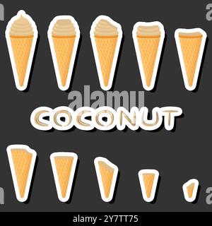 Großes buntes Set verschiedene Formen natürliches Desserteis bestehend aus verschiedenen Zutaten, Design Eis verschiedene Formen von Menü Bio Nutriti Stock Vektor