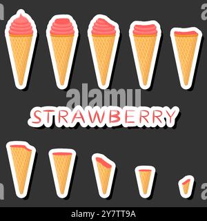 Großes buntes Set verschiedene Formen natürliches Desserteis bestehend aus verschiedenen Zutaten, Design Eis verschiedene Formen von Menü Bio Nutriti Stock Vektor