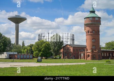 Neuer Wasserturm, Gasometer, Alter Wasserturm, Marienpark, Lankwitzer Straße, Mariendorf, Tempelhof-Schöneberg, Berlin, Deutschland, Neuer Wasserturm, Ändern Stockfoto