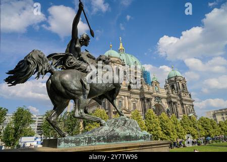 Amazon zu Pferd, Berliner Dom, Lustgarten, Mitte, Berlin, Deutschland, Amazone zu Pferde, Berliner Dom, Deutschland Stockfoto