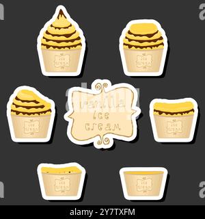 Großes buntes Set verschiedene Formen natürliches Desserteis bestehend aus verschiedenen Zutaten, Design Eis verschiedene Formen von Menü Bio Nutriti Stock Vektor