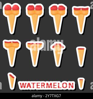 Großes buntes Set verschiedene Formen natürliches Desserteis bestehend aus verschiedenen Zutaten, Design Eis verschiedene Formen von Menü Bio Nutriti Stock Vektor