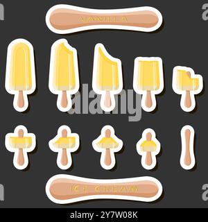Großes buntes Set verschiedene Formen natürliches Desserteis bestehend aus verschiedenen Zutaten, Design Eis verschiedene Formen von Menü Bio Nutriti Stock Vektor