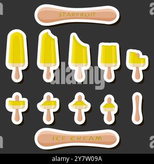 Großes buntes Set verschiedene Formen natürliches Desserteis bestehend aus verschiedenen Zutaten, Design Eis verschiedene Formen von Menü Bio Nutriti Stock Vektor