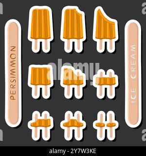 Großes buntes Set verschiedene Formen natürliches Desserteis bestehend aus verschiedenen Zutaten, Design Eis verschiedene Formen von Menü Bio Nutriti Stock Vektor