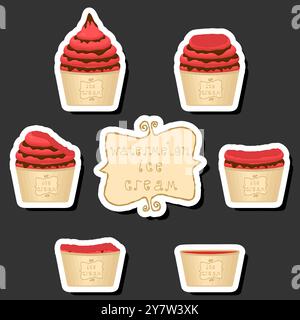 Großes buntes Set verschiedene Formen natürliches Desserteis bestehend aus verschiedenen Zutaten, Design Eis verschiedene Formen von Menü Bio Nutriti Stock Vektor